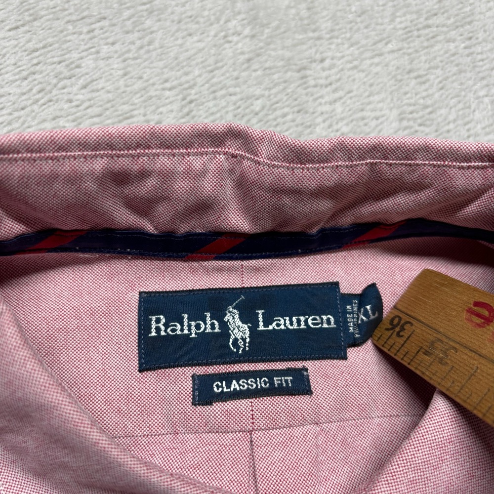 VTG Ralph Lauren Shirt Mens XL Pink Oxford Button Down Classic Fit Flesh Pony - Picture 8 of 8